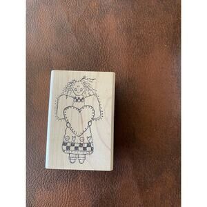 Imaginations Rubber Stamps ANGEL HEART DRESS SKETCHED COUNTRY FOLK ART